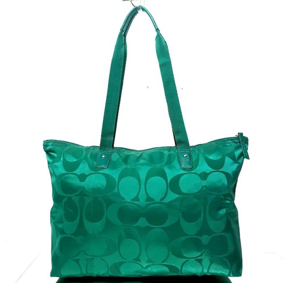 Coach Getaway Green 2 Pc Nylon Packable Weekender - Picture 6 of 12